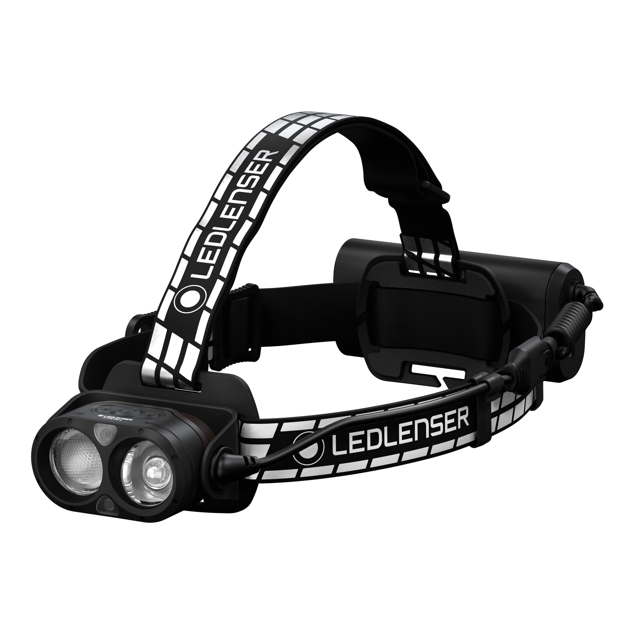 Premium Photo  A head torch light lamp on the person, exploration